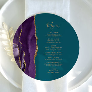 Menu Turquoise Mariage  d'âge d'or violet arrondi