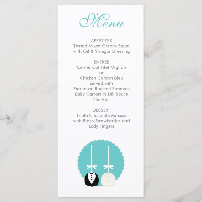 Menu turquoise Pop Mariage (Devant)