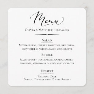 Menu Typographie chic Dusty Mariage bleu