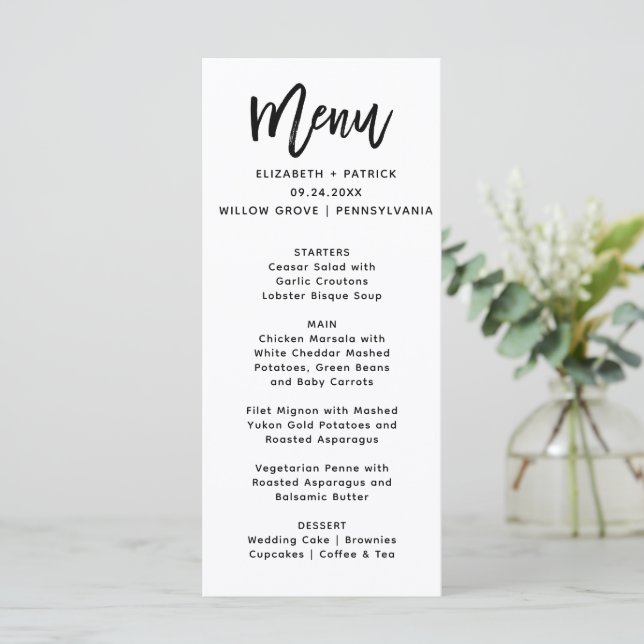 Menu Typographie de brosse (Debout devant)