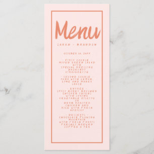 Menu Typographie d'écriture manuscrite rouge rose Retro