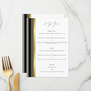 Menu Typographie élégante Noir Blanc Or Mariage