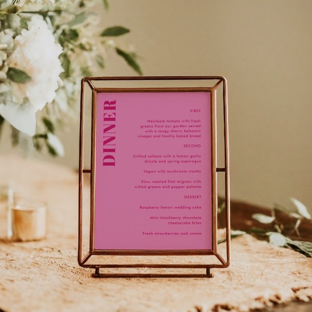 Menu Typographie en gras rose vif et rouge Mariage simp (Créateur téléchargé)