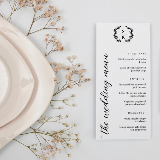 Menu Typographie Laurel Wreath Monogramme Mariage (Créateur téléchargé)