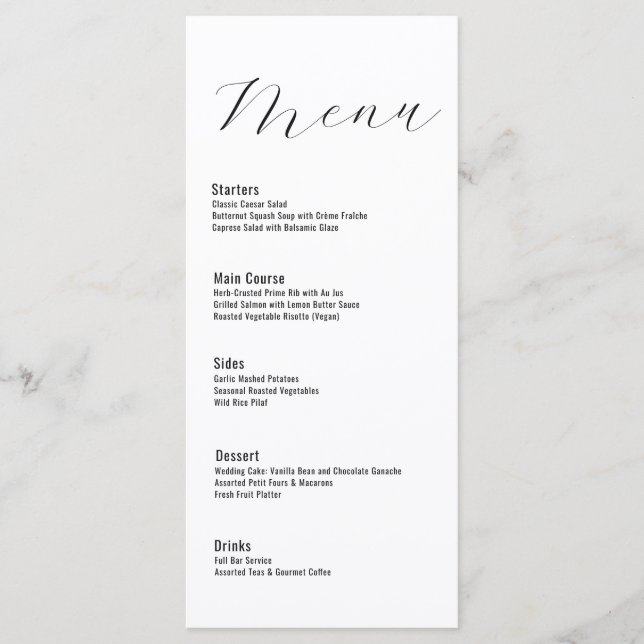 Menu Typographie minimaliste classique moderne (Devant)