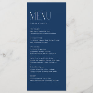 Menu Typographie minimaliste moderne Mariage bleu marin