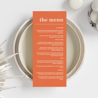 Menu Typographie moderne et audacieuse Mariage orange b