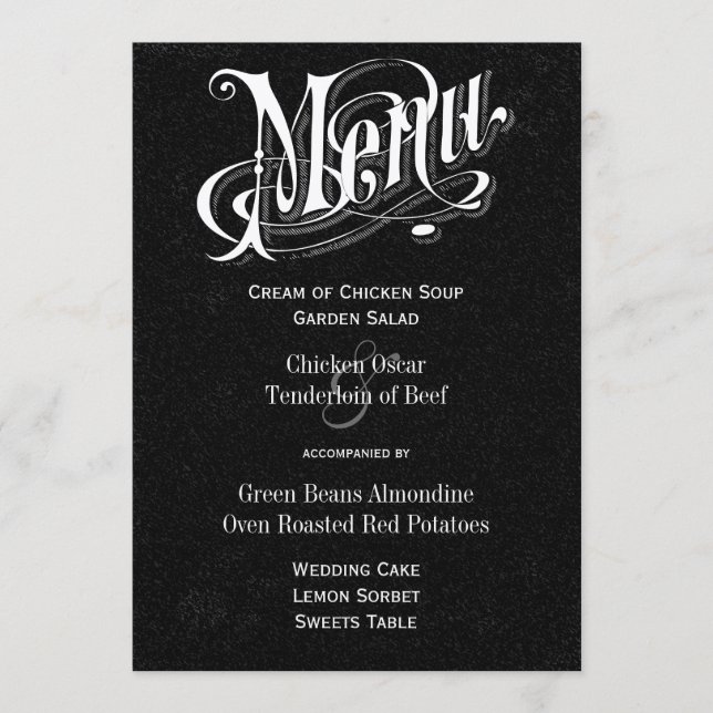 Menu Typographie Vintage moderne Chalkboard Mariage Men (Devant)