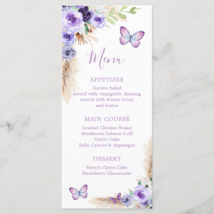 Menu Un an Flutted Butterfly premier anniversaire Flora