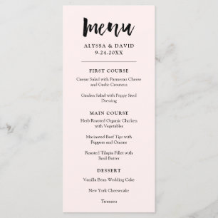 Menu Un esprit moderne Mariage rose pâle