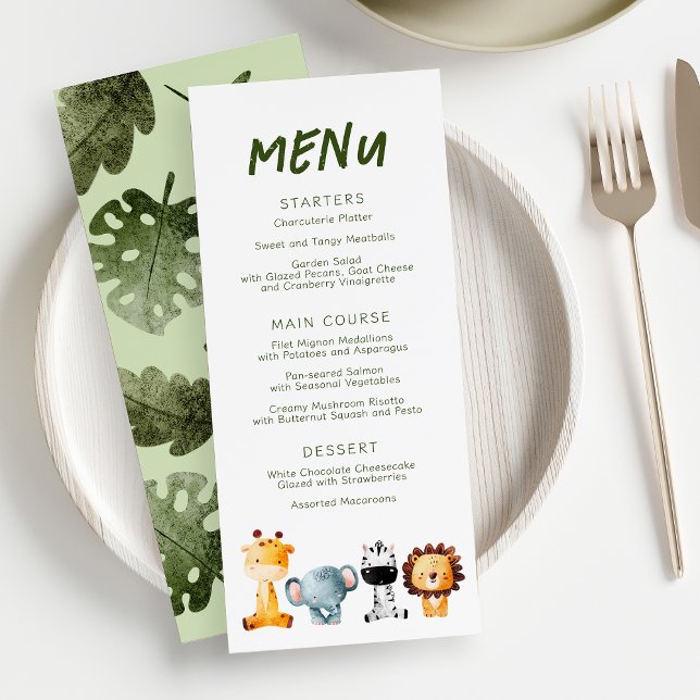 Menu Un Sauvage Se Trouve Sur Le Chemin Safari Baby sho (Créateur téléchargé)