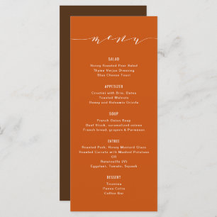 Menu Une calligraphie moderne simple Brûlée Orange Chut