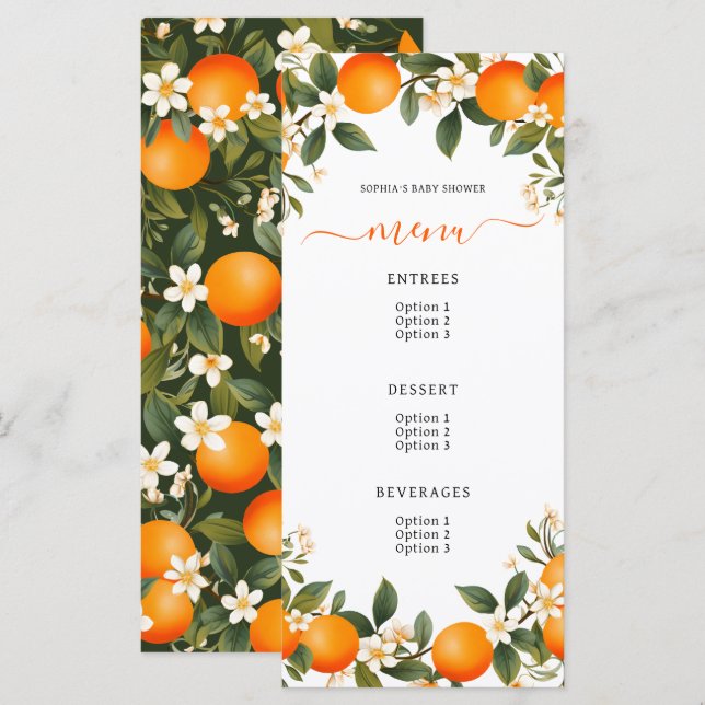 Menu Une petite croûte est sur le chemin Baby shower Ta (Devant / Derrière)