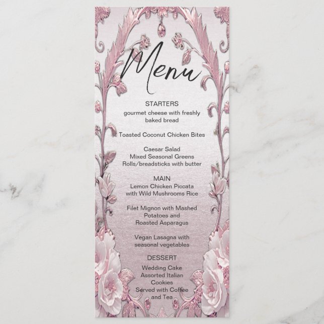 Menu unique Mariage rose (Devant)