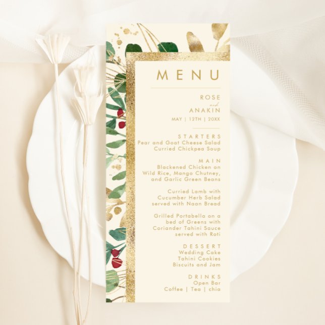 Menu Végétation de Noël moderne | Dîner Mariage crème (Créateur téléchargé)