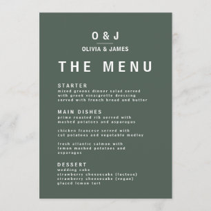 Menu Vert Foncé   Moss Minimaliste Scandi Moderne Maria