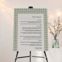 Menu Vert Olive Mariage Rétro Moderne Milieu de Si