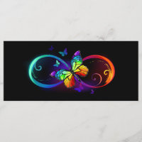 Vibrant infinity with rainbow butterfly on black