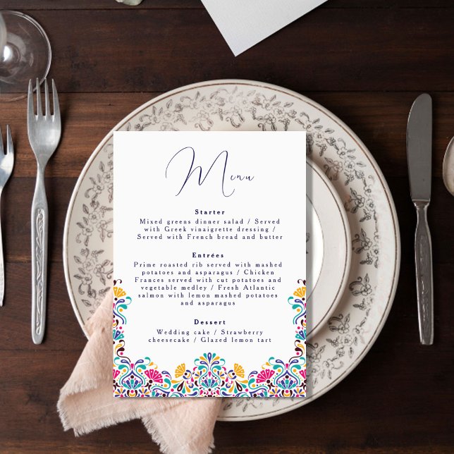 Menu Vibrant mexicaine Fiesta Style Mariage arc-en-ciel (Créateur téléchargé)