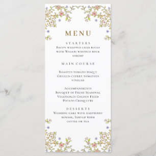 Menu Victorian Ornate Grace Bohemian Dîner Mariage