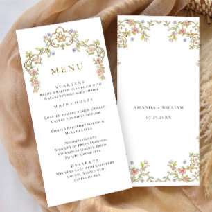 Menu Victorian Ornate Grace Bohemian Dîner Mariage