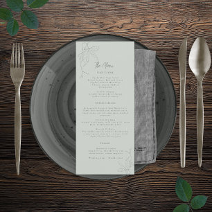 Menu Vignes minimalistes dessinées à la main Gris vert 