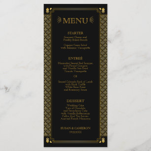 Menu vintage Art Déco Black Gold Mariage
