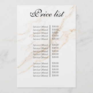 Menu Vintage Beauty Salon Price List