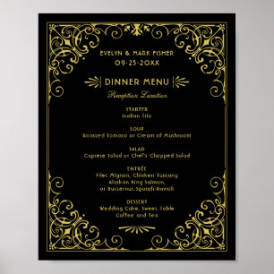 Menu vintage Black and Gold Art Déco Mariage