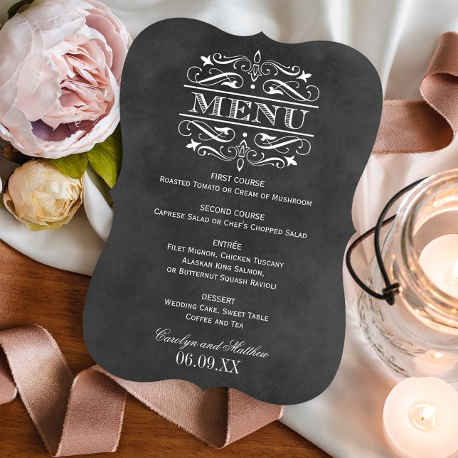 Menu Vintage Black Chalkboard Mariage (Créateur téléchargé)