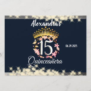 Menu Vintage Boho Navy Silver Quinceañera (espagnol)