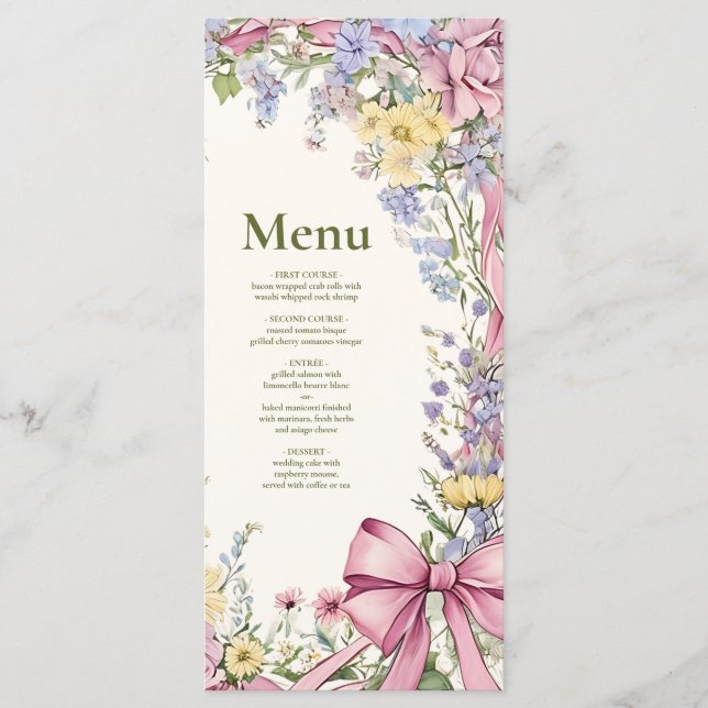 Menu Vintage cadre fleuri mariage (Devant)