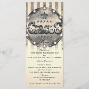 Menu Vintage Circus Stripes Custom Party