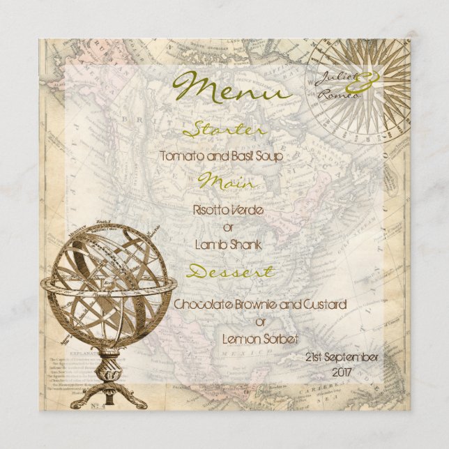 Menu vintage de carte (Devant)