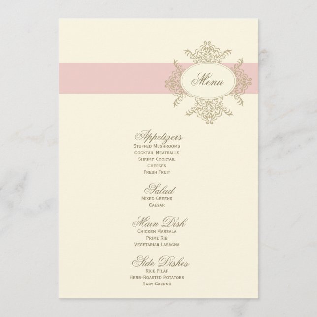 menu {vintage} de mariage (Devant)