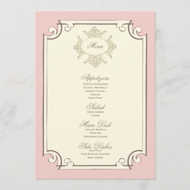 menu {vintage} de mariage (Devant)