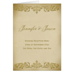 Menu vintage de mariage de style de rouleau de