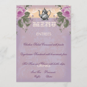 Menu vintage de thé de Fête de la mariée de