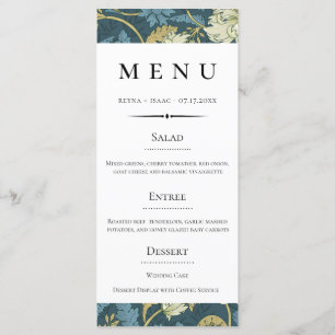 Menu Vintage Déco Anglais Floral Mariage