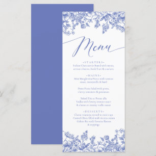 Menu Vintage Dusty Blue Floral Chinoiserie Botanique
