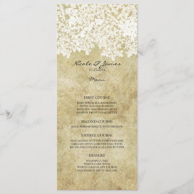 Menu Vintage floral blanc (Devant)