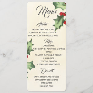 Menu vintage Holly