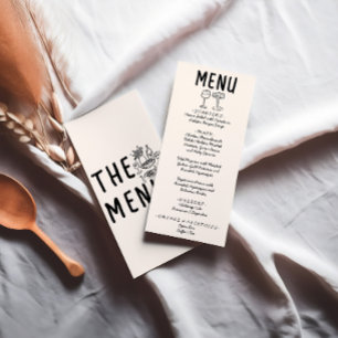 Menu Vintage Main Tirée Retro Quirky Unique Mariage