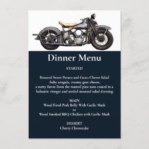 Menu Vintage Motorcycle Marine Moderne Mariage Dîner