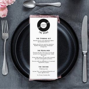 Menu Vinyl Record Monogramme Élégant noir & blanc
