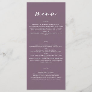 Menu violet violet moderne simple élégant mariage