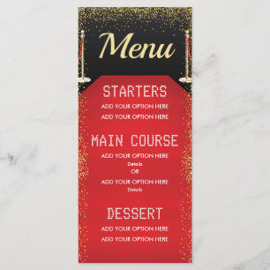 Menu VIP Pass Hollywood Tapis rouge Dîner d'anniversair