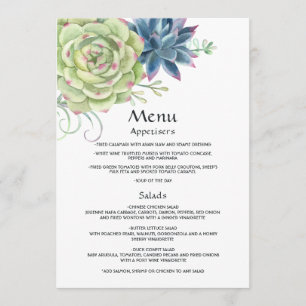 Menu Watercolor Desert Cactus Succulents Mariage