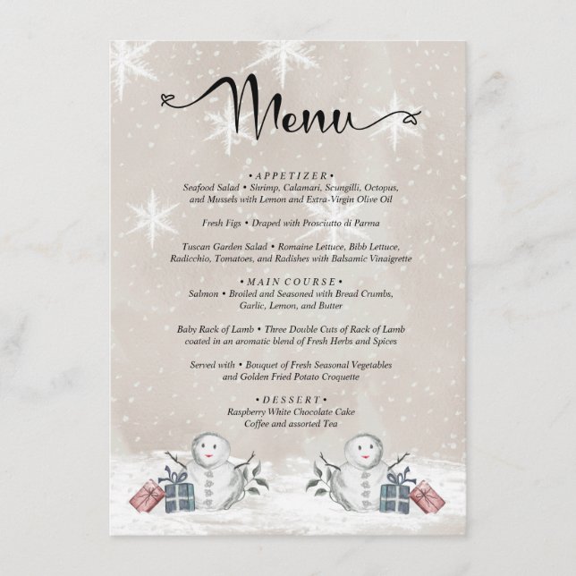 Menu watercolor evergreen baby shower (Front)