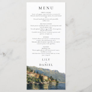 Menu Watercolor Lake Côme Italie Destination Mariage